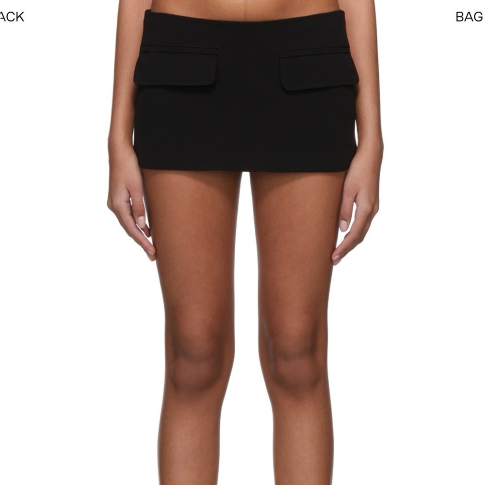 Minimal Black Mini Skirt with Front Flap Pockets